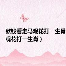 欲钱看走马观花打一生肖(走马观花打一生肖)