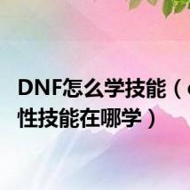 DNF怎么学技能(dnf个性技能在哪学)