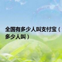全国有多少人叫支付宝(全国有多少人叫)