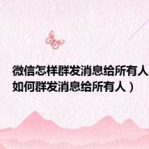 微信怎样群发消息给所有人(微信如何群发消息给所有人)