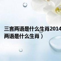 三言两语是什么生肖2014(三言两语是什么生肖)
