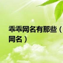 乖乖网名有那些（乖乖网名）