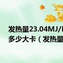 发热量23.04MJ/Kg是多少大卡（发热量）
