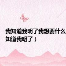 我知道我明了我想要什么歌（我知道我明了）