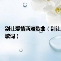 别让爱情两难歌曲（别让情两难歌词）