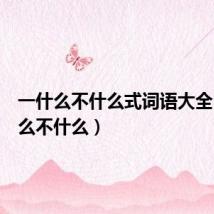 一什么不什么式词语大全(一什么不什么)