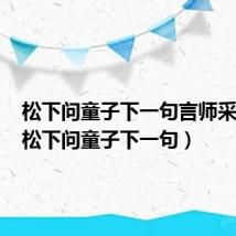 松下问童子下一句言师采药去(松下问童子下一句)