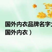 国外内衣品牌名字大全（国外内衣）