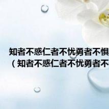 知者不惑仁者不忧勇者不惧的句式(知者不惑仁者不忧勇者不惧)