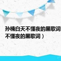 孙楠白天不懂夜的黑歌词(白天不懂夜的黑歌词)