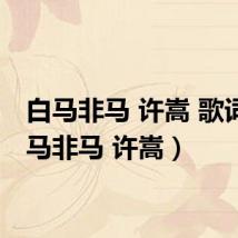 白马非马 许嵩 歌词(白马非马 许嵩)