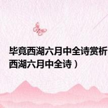 毕竟西湖六月中全诗赏析(毕竟西湖六月中全诗)