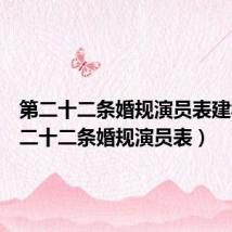 第二十二条婚规演员表建华(第二十二条婚规演员表)