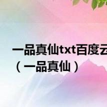 一品真仙txt百度云下载(一品真仙)