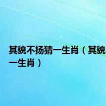其貌不扬猜一生肖(其貌不扬打一生肖)