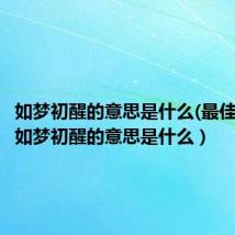 如梦初醒的意思是什么(最佳答案)(如梦初醒的意思是什么)
