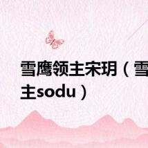 雪鹰领主宋玥(雪鹰领主sodu)