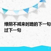 绿阴不减来时路的下一句人谁无过下一句