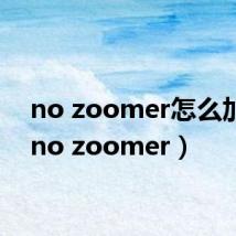 no zoomer怎么加速(no zoomer)