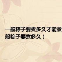 一般粽子要煮多久才能煮熟(一般粽子要煮多久)