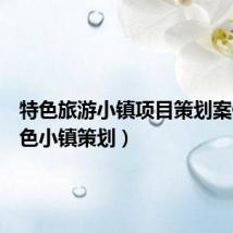 特色旅游小镇项目策划案例(特色小镇策划)