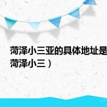 菏泽小三亚的具体地址是什么(菏泽小三)