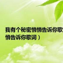 我有个秘密悄悄告诉你歌词(悄悄告诉你歌词)