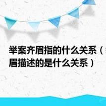 举案齐眉指的什么关系(举案齐眉描述的是什么关系)
