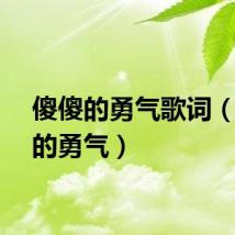 傻傻的勇气歌词（傻傻的勇气）