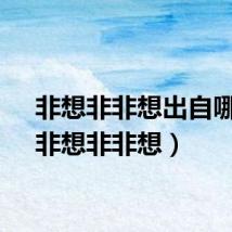 非想非非想出自哪里(非想非非想)