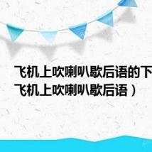飞机上吹喇叭歇后语的下半句(飞机上吹喇叭歇后语)