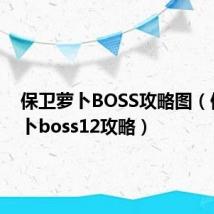 保卫萝卜BOSS攻略图(保卫萝卜boss12攻略)