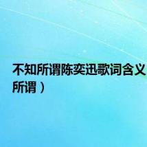 不知所谓陈奕迅歌词含义(不知所谓)
