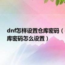 dnf怎样设置仓库密码(dnf仓库密码怎么设置)