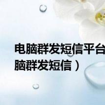 电脑群发短信平台（电脑群发短信）