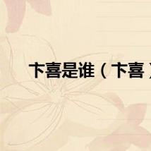 卞喜是谁（卞喜）