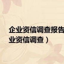 企业资信调查报告（企业资信调查）