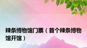 辣条博物馆门票（首个辣条博物馆开馆）