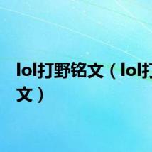 lol打野铭文（lol打野符文）