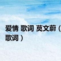爱情 歌词 莫文蔚（爱情 歌词）