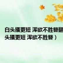 白头搔更短 浑欲不胜簪翻译(白头搔更短 浑欲不胜簪)