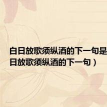白日放歌须纵酒的下一句是啥(白日放歌须纵酒的下一句)