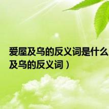 爱屋及乌的反义词是什么（爱屋及乌的反义词）