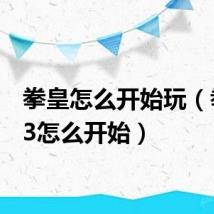拳皇怎么开始玩(拳皇13怎么开始)