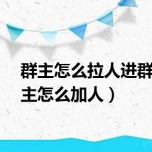群主怎么拉人进群（群主怎么加人）