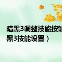 暗黑3调整技能按键(暗黑3技能设置)