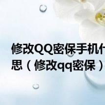 修改QQ密保手机什么意思(修改qq密保)