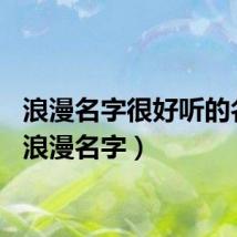 浪漫名字很好听的名字（浪漫名字）