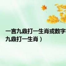 一言九鼎打一生肖或数字(一言九鼎打一生肖)
