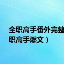 全职高手番外完整（全职高手燃文）